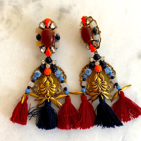 J. Crew Jewelry - J Crew Beaded Tassel Earrings